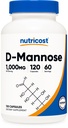 Nutricost D-Mannose 1000mg por serviço, 120 cápsulas - 500mg por cápsula, saúde do trato urinário, sem OGM e sem glúten