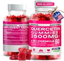 Quercetin Gummies - 2500MG Quercetin com Bromelain L-theanina & Zinc - Puro suplemento para sistema imunológico Lung e suporte de alergia - Immunity Booster Vegan Suplementos para crianças e adultos - Made in US