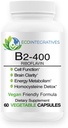 B2-400 Riboflavina Pura - Saúde do Sistema Nervoso, Detox Homocisteína, Cardiovascular, Ajuda a Aumentar a Energia, Clareza Mental, Metabolismo e Função Célula (60, Sem sabor)