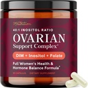 Suporte ovariano para o equilíbrio hormonal para as mulheres Ovulação saudável, ciclo menstrual e apoio à saúde reprodutiva , suplemento DIM com Myo-Inositol & D-Chiro Inositol & Folate Complex , 30 dias de fornecimento