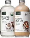 MCT de caramelo cremoso de força natural Óleo + espectro orgânico completo MCT Óleo – Sem glúten, Não OGM, 100% puro coco MCTs de cocos orgânicos – Keto, Paleo, e Vegan – 2x 16 Ounce garrafas de vidro