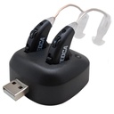 Amplificadores auditivos digitais - Recarregável Premium BTE Personal Sound Amplificador Par com USB Dock, Atrás dos dispositivos de realce auditivo auditivo com longa duração da vida da bateria, preto