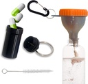 Funil de proteína definido de viagem recipientes de pó de proteína com 1 Carabiner 1 escova e 1 mini caixa de pílulas de bolso reforçado para evitar espigas ginásio pré-trabalho Suplemento de laranja pó funis