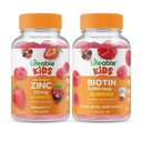 Zinco vivo 25mg Crianças + Biotina Crianças, chicletes Bundle - Grande degustação, Suplemento de vitamina, Gluten Free, GMO livre, chiclete mastigável