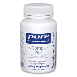 Encapsulamentos puros B-Complex Plus - B Suplemento de vitaminas para apoiar a saúde neurológica, saúde cardiovascular, níveis de energia e suporte do sistema nervoso* - com vitamina B12 & More - 60 Cápsulas