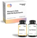 Cabelo, pele, e pregos Bundle: Berberine Suplemento 1500mg Serra Palmetto para homens e mulheres . Premium Biodisponível diariamente Multivitamin para mulheres com ferro, folato, cálcio, Omega-3 DHA & vitamina D