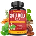 Cápsulas Orgânicas Gotu Kola Extract com Reishi, Cordyceps, Rosemary, Gingko Biloba & Valerian Root - 90 Condes por 3 Meses - Suporta Cérebro, Imunidade, Pele & Saúde do Coração