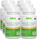 Igennus Fast Action Digestive Enzimas & Betaine HCl, 10 Espectro Enzimas Largas com Protease, Lipase & Lactase, Papain & Bromelain, Vegan Baseada em Planta, Etiqueta Limpa, para Mulheres e Homens, 6 Pack