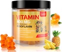 Vitamina B2 Gummies, Vitamina B2 Riboflavina Gummies 400mg com Magnésio & Coq10, alívio de enxaqueca e alívio da dor de cabeça, para crianças e adultos, 90 chicletes mastigáveis (1)