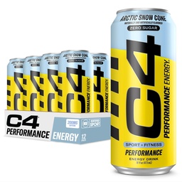 Cellucor C4 Carbonado Zero Sugar Energy Pré-treino Bebida + Beta Alanine, (NOVO) Espumante Cone de Neve Ártico, 16 Fl Oz, Pacote de 12