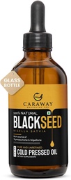CARAWAY Óleo Orgânico de Sementes Negras - Óleo Frio Pressionado Nigella Sativa - Puro e não refinado - Rico em Timoquinona para suporte imunológico, cuidados com o cabelo e a pele