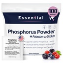 Suplementos Fósforo 100 Packets, Suplementos Dietários Pó com Fosfato de Sódio e Fosfato de Potássio, Fruit Flavored Phosphorous Supplement Powder for Electrolyte, Bone Health & Rinney Health