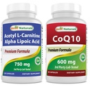 Melhores naturais Acetil L-Carnitina e Ácido Alfa Lipóico 750 mg & CoQ10 600 mg