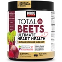 Força fator total beterrabas Ultimate Heart Health Suporte de pressão sanguínea com CoQ10, raiz de beterraba em pó, extrato de semente de uva, suplemento de pressão sanguínea para circulação, cereja preta, 30 Servings