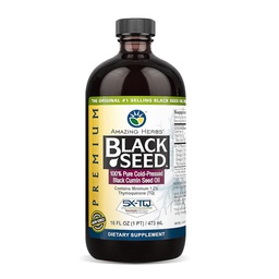 Amazing Herbs Premium Black Seed Oil - Frio Pressed Nigella Sativa Aids em Saúde Digestiva, Suporte Imune, Função Cérebro, Mobilidade Conjunta, Gluten Free, Non GMO - 16 Fl Oz