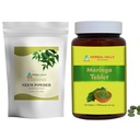 HERBAL HILLS Neem Leaf Powder e Moringa Comprimidos Embalagem Shigru de 2 Combo