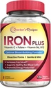 Recipes Doctor Suplemento de Ferro para Mulheres Homens - Gentil Bisglicinato de Ferro com Vitamina C, B6, Folato & B12 - Pílulas de Ferro Não Constipantes e Estômago Friendly para Sangue e Apoio Energético, 120 Caps Vegan