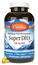 Carlson Super DHA Gems - 500 mg Suplementos DHA, 640 mg ácidos gordos, Concentrado de óleo de peixe norueguês, Wild-Caught, Cápsulas de óleo de peixe de origem sustentável, 240 Softgels