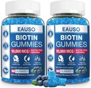 (2 Pack) chicletes de biotina 10.000mcg para cabelos saudáveis, pele e unhas para adultos - 120 chicletes Vitamina - Vegan, Não-GMO, Pectin-Based Hair Health Supplement