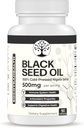 Óleo de semente preta - 100% frio Pressed Black Cumin Nigella Sativa - Antioxidante, Imune e Sistema Digestivo Suporte - Não-GMO, Glúten Grátis - 500 mg por serviço - 90 Cápsulas Vegan