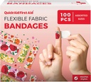 Bandagens de flores, Bandagens Variety Pack 100 Contagem, Desenhos divertidos para crianças Adultos, Adesões suaves respirável, Látex livre, Uso para cortes menores Raspas, suprimentos de primeiros socorros