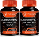 Quercetin with Bromelain Supplement - 1500mg - Cápsulas de suporte imunológico e saúde cardíaca para homens e mulheres, Quercetin Supplements Helps Support Joint & Healthy Respiratory System - 120 Count (2 Pack)
