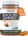 Pastilhas de óleo de semente preta - Natural Ginger Ale Flavor (Não-GMO & Vegan) Frio-Pressed Nigella Sativa Produzindo Puro Black Cumin Seed Oil - 500mg Por 2 Gummy Serving