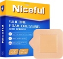 Vestido de espuma de silicone 3x3 em (7.5x7.5cm),High Absorbency Bed Wear Bandages Cuidados com feridas Dressing,Waterproof Silicone Bandages for Sensitive Skin Wound Care(10 Pcs)