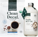 Natural Force Organic Clean Decaf Café + Creamy Vanilla MCT Oil Bundle – Flavored MCT Creamer & Mold & Mycotoxina Free Café – Não-GMO, Keto, Paleo, e Vegan - 12 Oz Bag e 16 Oz garrafa de vidro