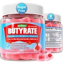 Gummies de butirato com Probiótico + Prebiótico + Postbiótico, Omega-3 500mg,9 Bilhões CFU Probióticos com Fibra, Cálcio & Magnésio, Inulina,Psilium Husk para Saúde Digestiva,Bloating Support,Sugar Free