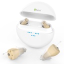 BEVI 12 Canal Digital Hearing Aids with Charging Case, Rechargeable Hearing Aids for Seniors Adults, Hearing Aids for Seniors Rechargeable with Ruise Cancelling, OTC Invisible Hearing Aid Bege