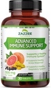 Zazzee Advanced Immune Support, 1300 mg por comprimido, 30 comprimidos Vegan, suprimentos de 30 dias, 1000 mg de vitamina C, 1000 mg Echinacea, 1000 mg Elderberry, 200 mg Goldenseal, zinco, All-Natural e não-GMO