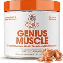Genius Brand Genius Muscle - Suplemento de saúde muscular para o crescimento, resistência e recuperação - Fórmula não-hormonal - 6 cogumelos orgânicos - naturalmente sweetened - 30 Servings - caramel salgado