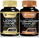 WELLNESS LABSRX Lions Mane Suplemento Cápsulas e Cápsulas de Cogumelo