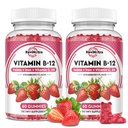 Vitamina B12 gomas complexas - 5000 mcg Metilcobalamina com ferro, vitamina C, D3 e folato, suporte energético e metabolismo, imune, B-12 Chewable Supplement for Men & Women, Strawberry Flavor, 2 Pack
