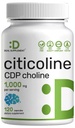 Citolina CDP Choline, 1.000mg por serviço, 120 cápsulas – Suplementos de colina de força extra – Propriedades de vitamina Nootrópico B – Promove a saúde do cérebro, memória e foco – Não-GMO