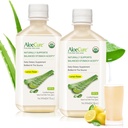 AloeCure USDA Organic Aloe Vera Juice Lemon Flavor - Made Within 12 Horas of Harvest - Natural Digestive Supplement for Balanced Stomach Acidity - Support Digestive and Imune Health, 2 Btls x 16.7oz