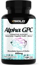 Alpha GPC Choline 600mg, 99% Pure Nootropic Supplement, 120 Cápsulas Veggie, Melhorador Cognitivo para Memória, Saúde do Cérebro e Foco