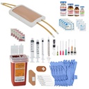 Kit de Prática de Venopunctura de Laboratório de Anatomia com Suporte de Braço de Simulação Wearable Modelo IV + Habilidade de Injeção Suplementar Kit de Treinamento Clínico de Enfermagem, Pacote de 65 peças