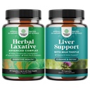 Pacote de cápsulas de laxante de ervas com Probióticos e Fígado Cleanse Detox & Repair Formula - Natural Colon Detox Digestive Support System - Suplemento de suporte de ervas com cardo de leite