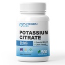Puregen Labs Citrato de Potássio 99 mg de Suplemento de Potássio Elemental (Sem Aditivos Nocivos) Não-GMO, Sem Glúten (Sem Glúten) Feito nos EUA - 500 Cápsulas Vegetarianas