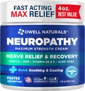 Owell Naturals Neuropatia Nerve alívio creme, força máxima, sem gordura, ingredientes naturais Arnica, Aloe Vera, HSH, Vitamina B6 para pés, mãos, pernas, dedos dos pés Desconforto, 4 Fl Oz (Pack of 1)