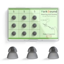 Conjunto de 9 aids auditivos cúpulas, Silicone poder cúpulas Fechar cúpulas orelha pontas, substituição de aid auditiva cúpulas, Sure Fit RIC RITE e Open Fit Amplificador auditivo BTE, Smoky Color, Pequeno