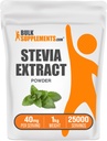 BulkSuplements.com Stevia Extract Powder - Stevia Sweetener - Adoçante Calórico Zero, sem glúten, 40mg por serviço, 1kg (2,2 lbs) (Pack of 1)