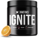 Xwerks Ignite laranja pré-treino em pó, Keto natural pré-treino para mulheres e homens com energia explosiva, mistura livre de glúten para resistência e resistência, 150mg cafeína, 30 Servings