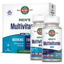KAL Multivitamin masculino AM/PM, Antioxidantes Suplemento, Músculo, Imune, Equilíbrio Eletrolítico, Apoio ao Bem-Estar Geral, Feito sem OGM e soja, Vegan, 30 Servões, 120 Comprimidos