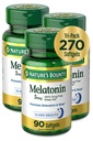 Nature's Bounty Melatonin 100% Drug Free Sleep Aid, Dietary Supplement, Promove Relaxamento e Saúde do Sono, 5 mg, 90 contagem, pacote de 3