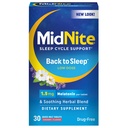 MidNite Back to Sleep Low Dose, 1,5 mg Melatonina Ajuda ao sono, Não-Habit Forming, Suplemento dietético de ervas para adultos, Sem drogas, Sem glúten, Sem lactose, Vegetariano, Vegan, 30 Comprimidos de Derretimento Rápido