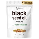 Micro Ingredientes Black Seed Oil Softgels, 3.000mg, 240 Count □ Fórmula 2-em-1 com óleo de Orégano, Carvacrol & Thymoquinone □ Planta Baseada, Não-GMO