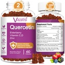 Quercetin Gummies, Quercetin com Zinco Vitamina C, Bromelain, Elderberry e Vitamina D, Imune Support Adultos Crianças, Mulheres Homens 120 chicletes mastigáveis